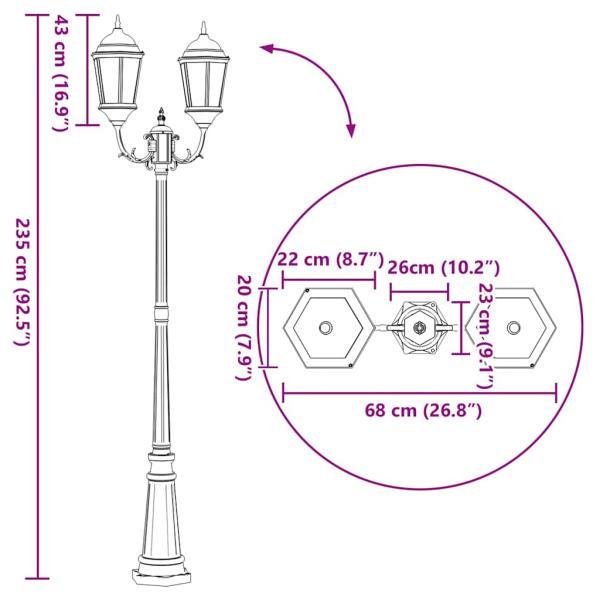 Gartenlichtmast Bronze Aluminium 68 x 20 x 235 cm Gartenlichtmast