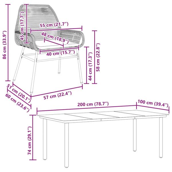 9-tlg. Garten-Essgruppe mit Kissen Braun Poly Rattan Glas