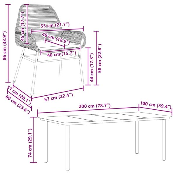 ARDEBO.de - 9-tlg. Garten-Essgruppe mit Kissen Grau Poly Rattan Glas