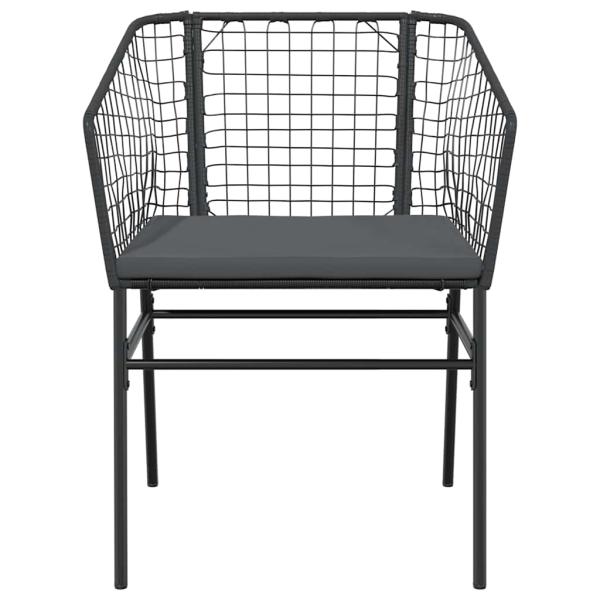 7-tlg. Garten-Essgruppe mit Kissen Schwarz Poly Rattan Glas