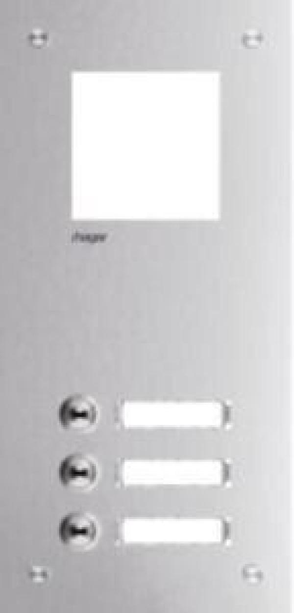 ARDEBO.de Hager RTQ103X Frontplatte intercom mono, 3 Tasten + Namensschild, 315x150x32mm, Edelstahl