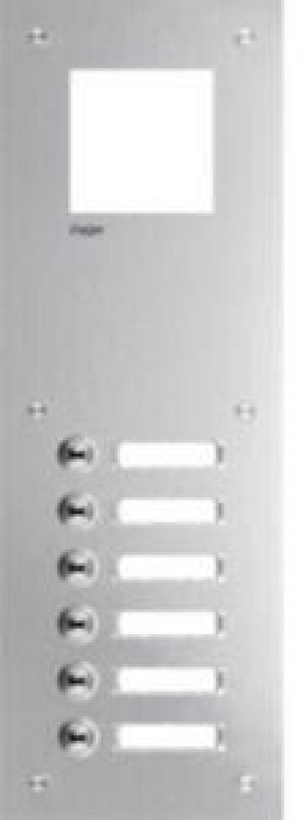 ARDEBO.de Hager RTQ106X Frontplatte intercom mono, 6 Tasten + Namensschild, 435x150x32mm, Edelstahl