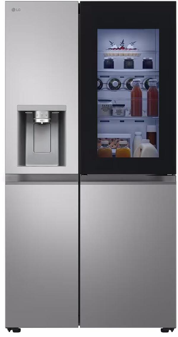 LG GSXE81PYBD Side-by-Side Kombination, 91,3 cm breit, 628 L, Eis-, Crushed Ice- und Wasserspender, WLAN, Prime silver
