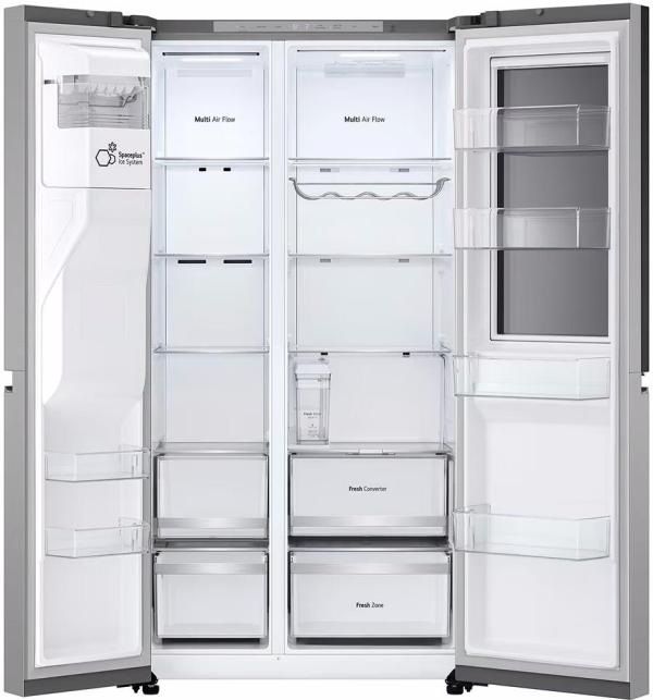 LG GSXE81PYBD Side-by-Side Kombination, 91,3 cm breit, 628 L, Eis-, Crushed Ice- und Wasserspender, WLAN, Prime silver