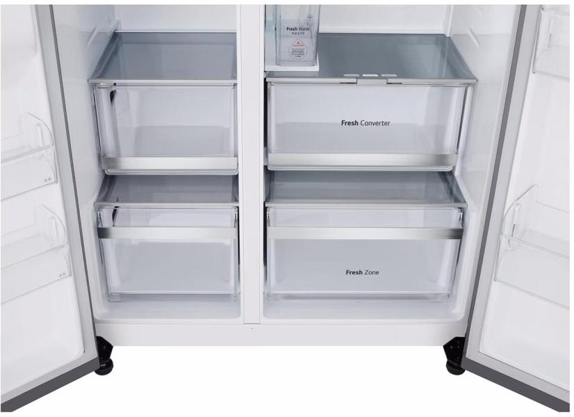 LG GSXE81PYBD Side-by-Side Kombination, 91,3 cm breit, 628 L, Eis-, Crushed Ice- und Wasserspender, WLAN, Prime silver
