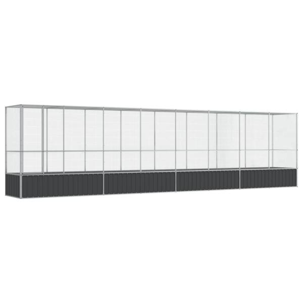 Voliere mit Erweiterung Silbern 834,5x107x212 cm Stahl