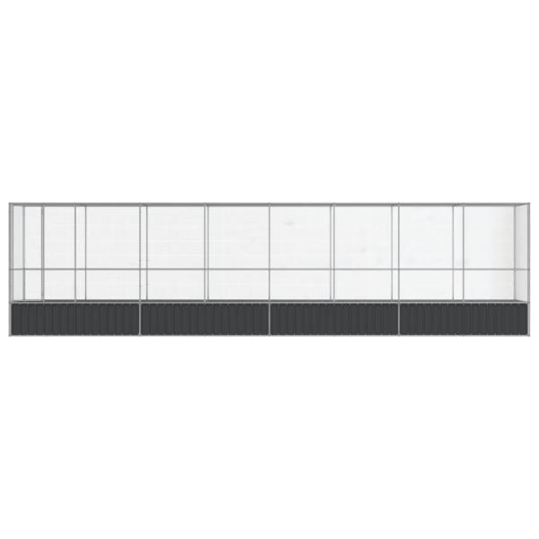 Voliere mit Erweiterung Silbern 834,5x107x212 cm Stahl