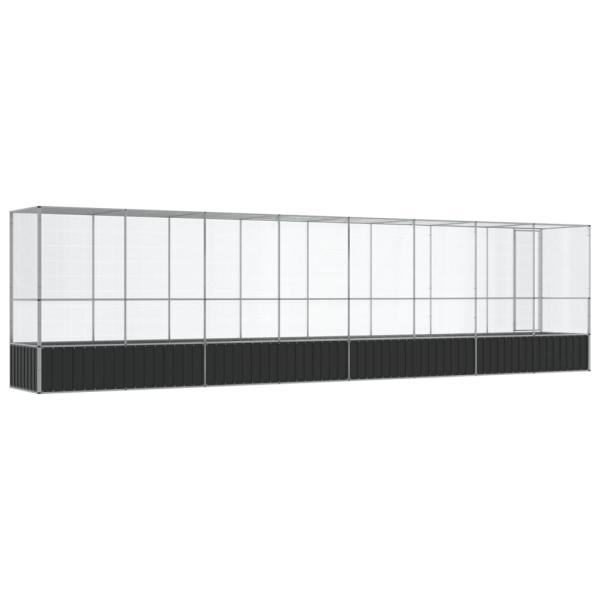 Voliere mit Erweiterung Silbern 834,5x107x212 cm Stahl
