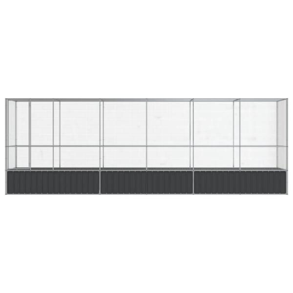 Voliere mit Erweiterung Silbern 626,5x107x212 cm Stahl