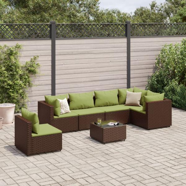 ARDEBO.de - 7-tlg. Garten-Lounge-Set mit Kissen Braun Poly Rattan