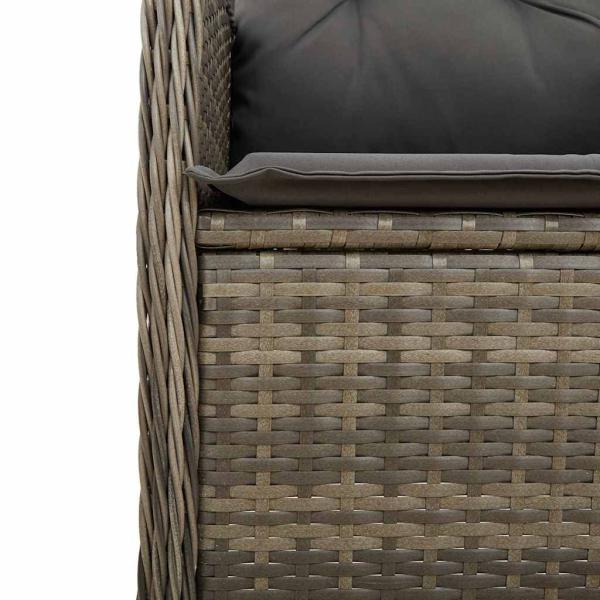 7-tlg. Garten-Bistro-Set mit Kissen Grau Poly Rattan