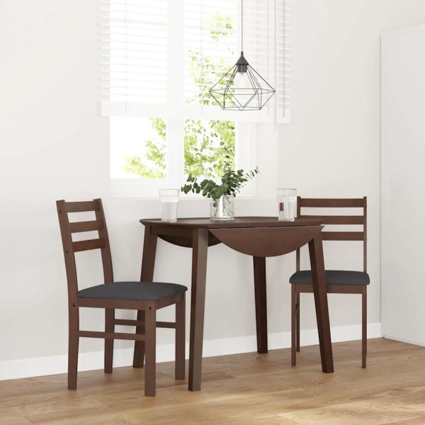 ARDEBO.de - Esszimmerstühle mit Kissen 2 Stk. Braun Massivholz Gummibaum