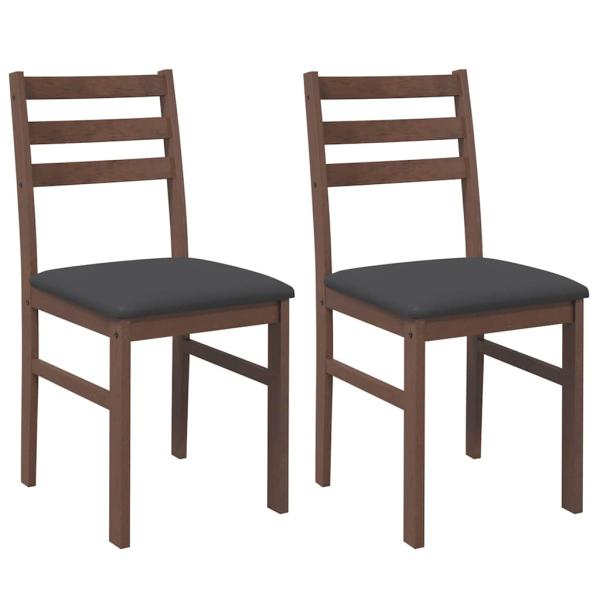 Esszimmerstühle mit Kissen 2 Stk. Braun Massivholz Gummibaum