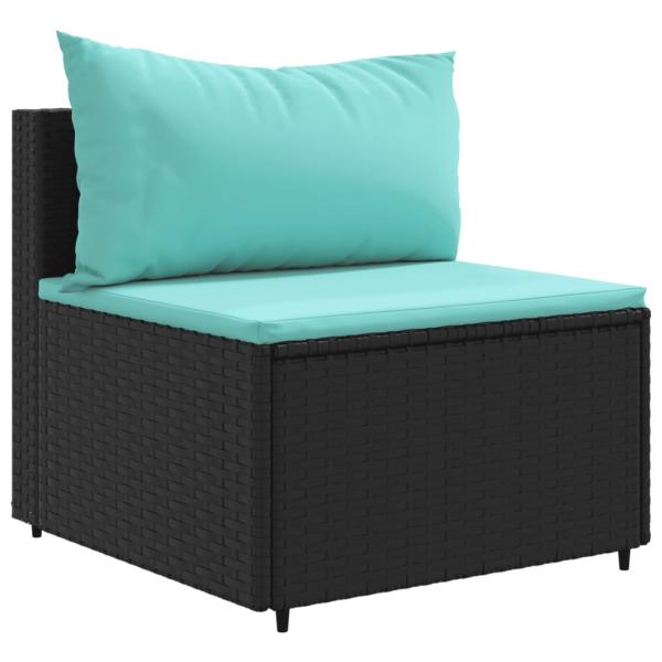 8-tlg. Garten-Lounge-Set mit Kissen Schwarz Poly Rattan