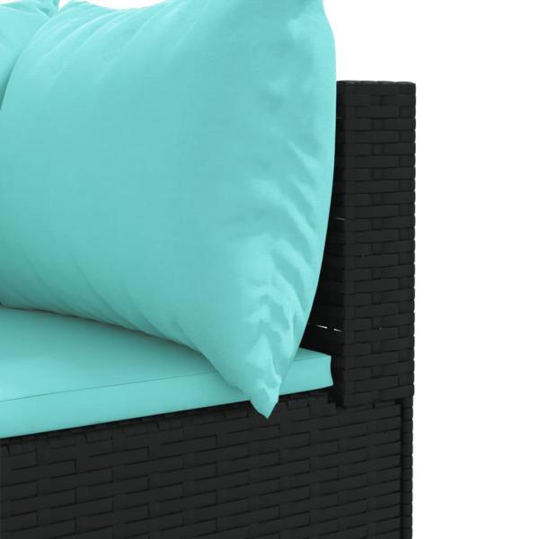 8-tlg. Garten-Lounge-Set mit Kissen Schwarz Poly Rattan