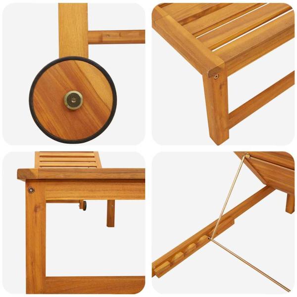 ARDEBO.de - Sonnenliegen 2 Stück Massivholz Akazie, Sonnenliege Massivholz Akazie