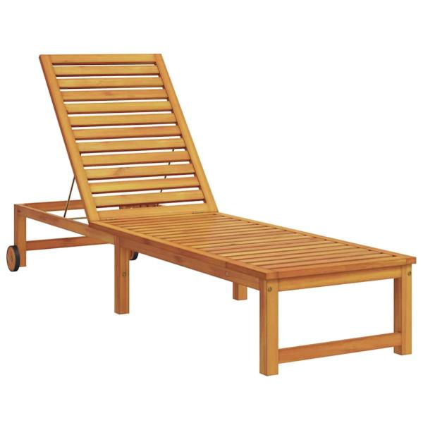 Sonnenliege mit Tisch aus massivem Akazienholz, Sonnenliege aus massivem Akazienholz
