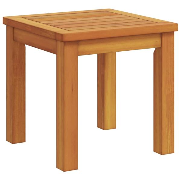 Sonnenliege mit Tisch und Kissen aus massivem Akazienholz, Sonnenliege mit Creme-Kissen aus massivem Akazienholz, Gartentisch 35x35x34 cm aus massivem Akazienholz