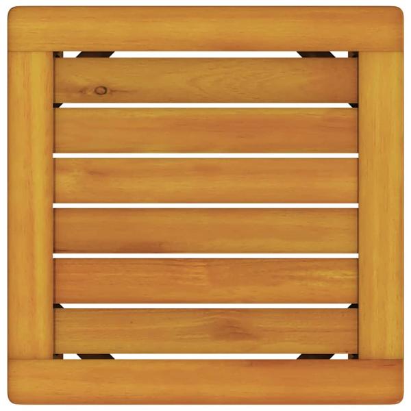 Sonnenliegen 2 Stück mit Tisch und Kissen aus massivem Akazienholz, Sonnenliege mit cremefarbenen Kissen aus massivem Akazienholz, Gartenbeistelltisch 35x35x34 cm aus massivem Akazienholz