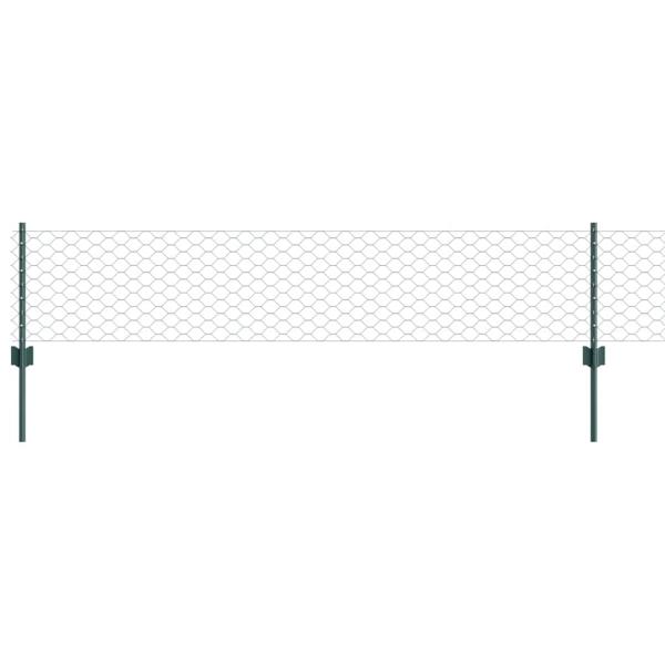 Zaunpfosten 5 Stück U-Profil Grün 40 cm Stahl, Sechseckzaun Grün 0.4x10 m Stahl