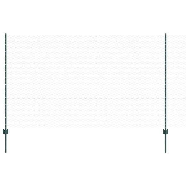 Zaunpfosten 5 Stück U-Kanal Grün 140 cm Stahl, Sechseckzaun Grün 1,4x10 m Stahl