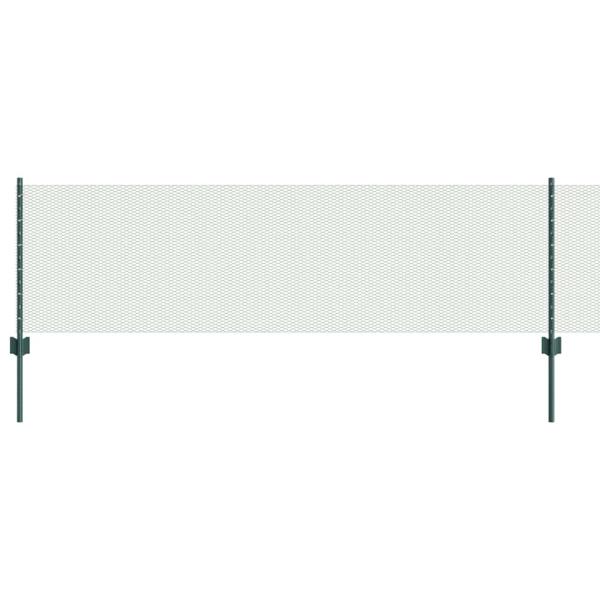 Zaunpfosten 11 Stück U-Kanal Grün 60 cm aus Stahl, Sechseckzaun Grün 0,6x25 m aus Stahl