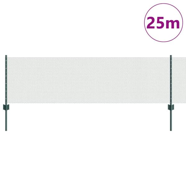 Zaunpfosten 11 Stück U-Kanal Grün 60 cm aus Stahl, Sechseckzaun Grün 0,6x25 m aus Stahl