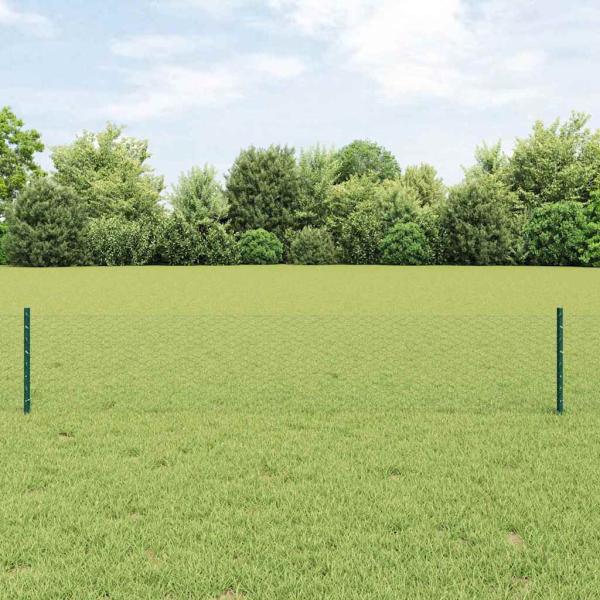 ARDEBO.de - Zaunpfosten 11 Stück U-Kanal Grün 40 cm Stahl, Sechseckzaun Grün 0.4x50 m Stahl