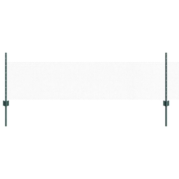 Zaunpfosten 11 Stück U-Profil Grün 60 cm Stahl, Hexagon Zaun Grün 0.5x50 m Stahl
