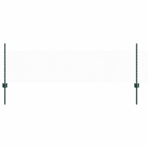 Zaunpfosten 11 Stück U-Kanal Grün 60 cm Stahl, Sechseckzaun Grün 0.5x50 m Stahl