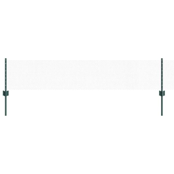 Zaunpfähle 11 Stk U-Profil Grün 40 cm Stahl, Sechseckzaun Grün 0,4x100 m Stahl