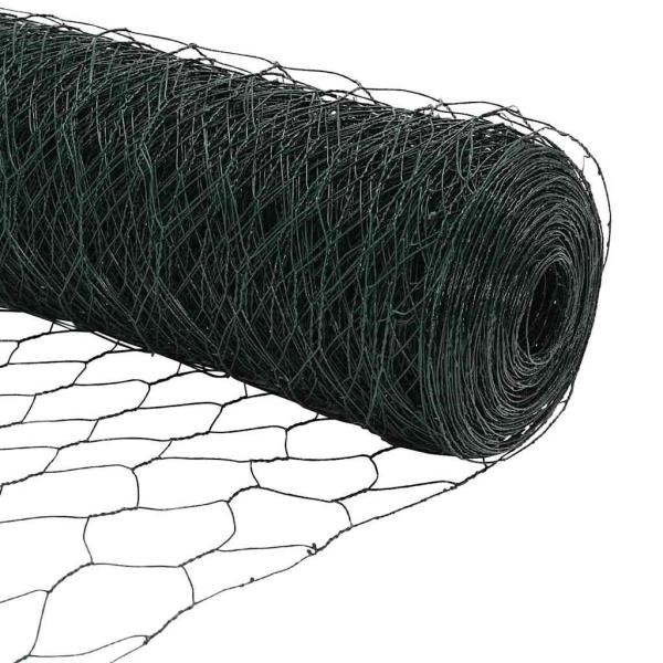 Zaunpfosten 11 Stück U-Kanal Grün 100 cm Stahl, Sechseckzaun Grün 1x100 m Stahl