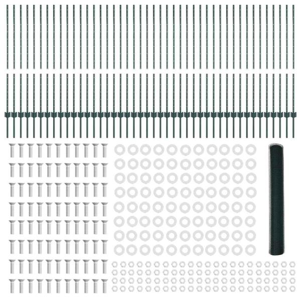 Zaunpfosten 11 Stück U-Kanal Grün 120 cm Stahl, Hexagonzaun Grün 1,2x100 m Stahl
