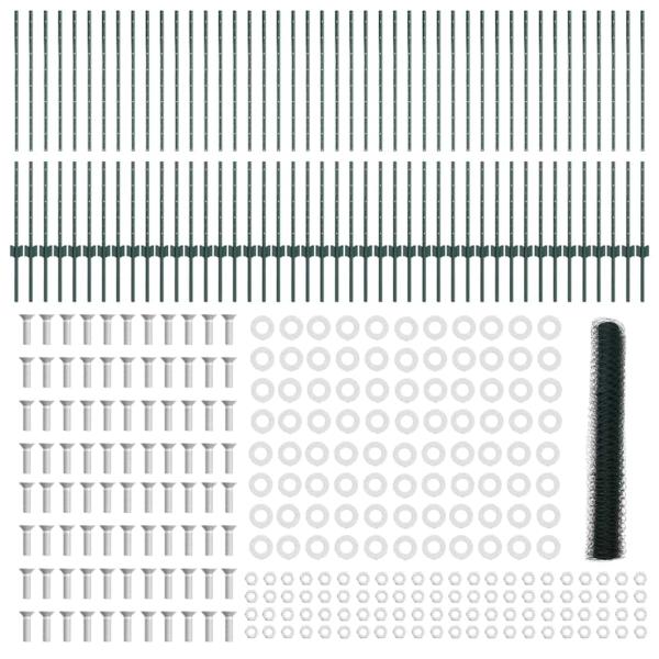 Zaunpfosten 11 Stück U-Profil Grün 120 cm Stahl, Sechseckzaun Grün 1,2x100 m Stahl