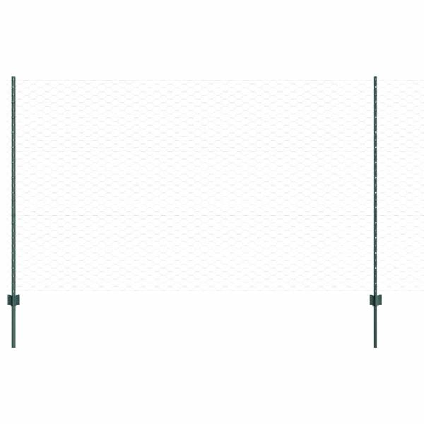 Zaunpfosten 11 Stück U-Kanal Grün 140 cm Stahl, Sechseckzaun Grün 1,4 x 100 m Stahl