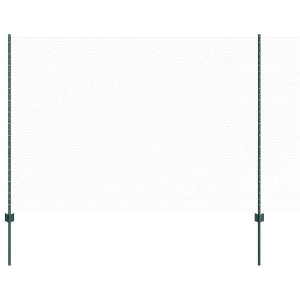 Zaunpfosten 11 Stück U-Profil Grün 150 cm Stahl, Sechseckzaun Grün 1.5x100 m Stahl