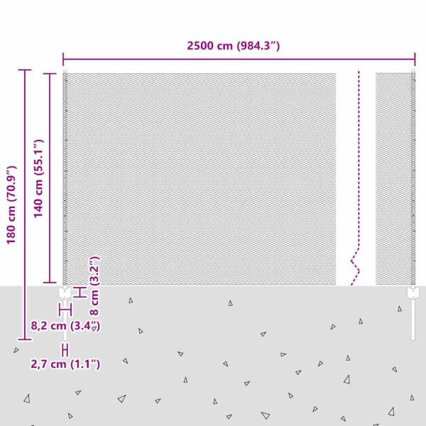 Zaunpfosten 22 Stück U-Kanal Grau 140 cm Stahl, Sechseckiger Zaun Grau 1,4x25 m Stahl