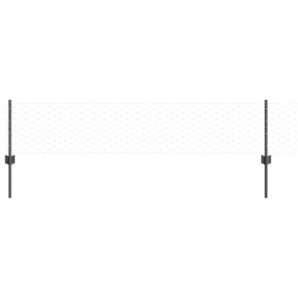 Zaunpfosten 11 Stück U-Kanal Grau 40 cm Stahl, Sechseckzaun Grau 0,4x50 m Stahl