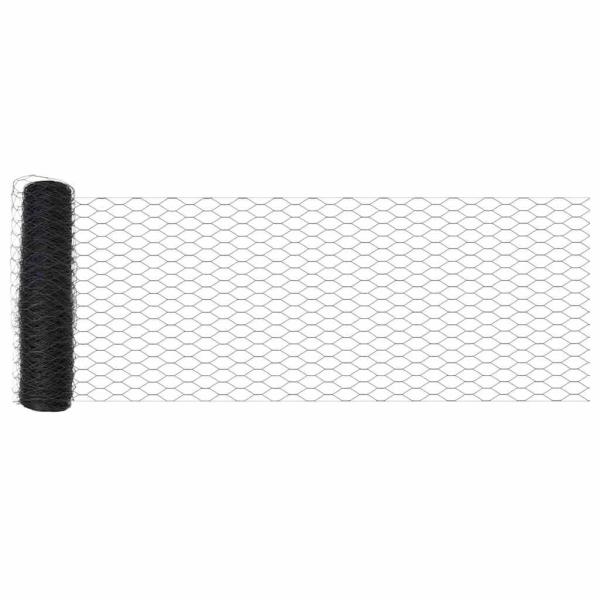 Zaunpfosten 11 Stück U-Kanal Grau 40 cm Stahl, Sechseckzaun Grau 0,4x50 m Stahl