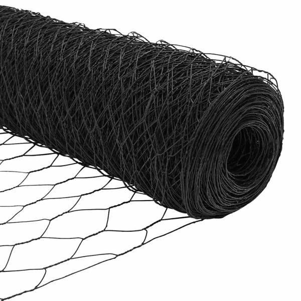 Zaunpfosten 11 Stück U-Kanal Grau 40 cm Stahl, Sechseckzaun Grau 0,4x50 m Stahl
