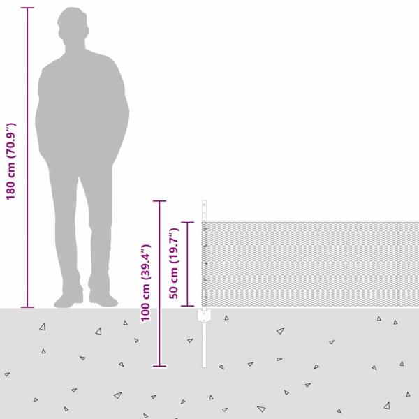Zaunpfosten 11 Stk U-Profil Grau 60 cm Stahl, Sechseckzaun Grau 0.5x50 m Stahl