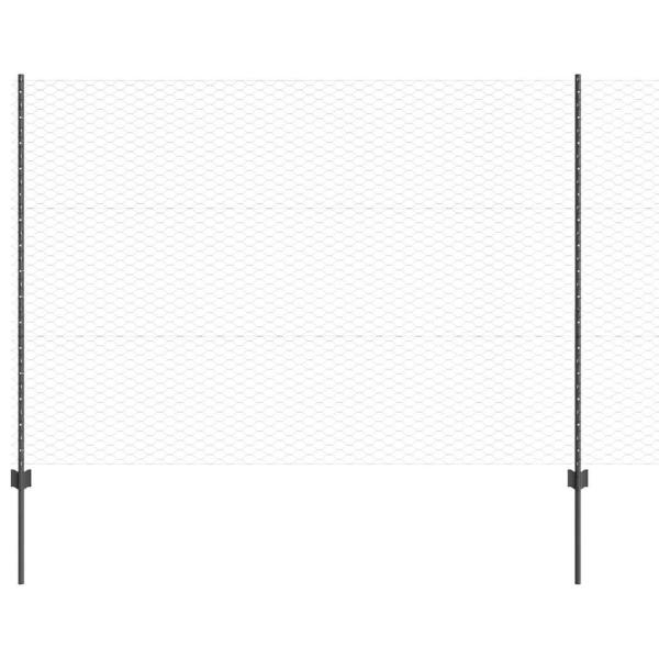 Zaunpfosten 22 Stück U-Kanal Grau 150 cm Stahl, Sechseckzaun Grau 1.5x50 m Stahl