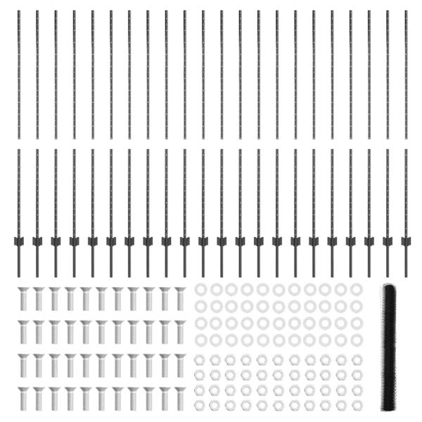 Zaunpfosten 22 Stück U-Kanal Grau 160 cm Stahl, Sechseckzaun Grau 1,6x50 m Stahl