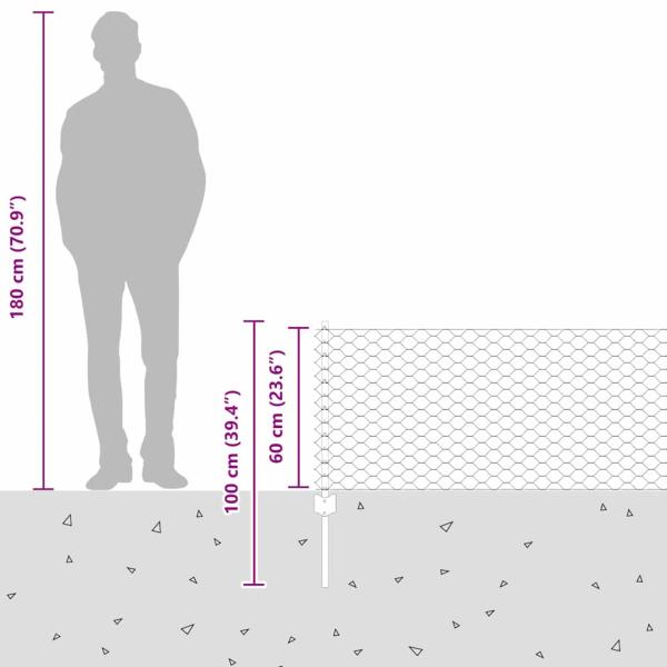 Zaunpfosten 5 Stück U-Kanal 60 cm verzinkter Stahl, Sechseckzaun 0,6x10 m verzinkter Stahl