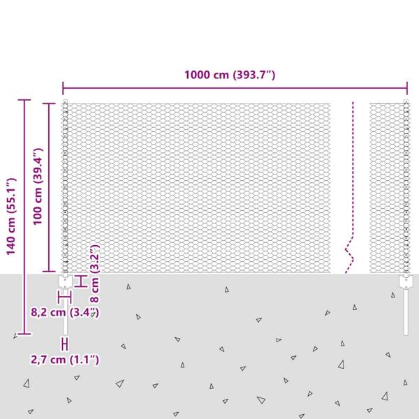 Zaunpfosten 10 Stück U-Profil 100 cm Verzinkter Stahl, Sechseckzaun 1x10 m Verzinkter Stahl