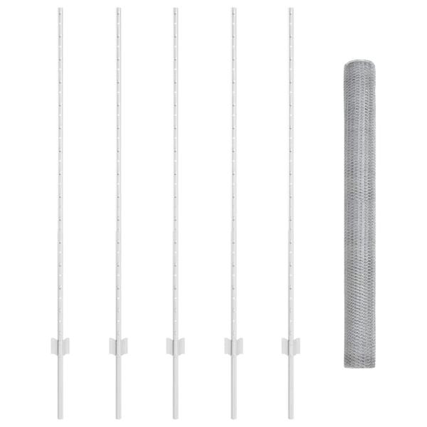 Zaunpfosten 10 Stück U-Channel 140 cm verzinkter Stahl, Sechseck Zaun 1,4x10 m verzinkter Stahl