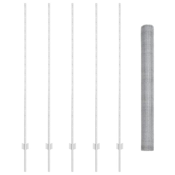 Zaunpfosten 10 Stück U-Channel 160 cm verzinkter Stahl, Sechseckzaun 1,6x10 m verzinkter Stahl