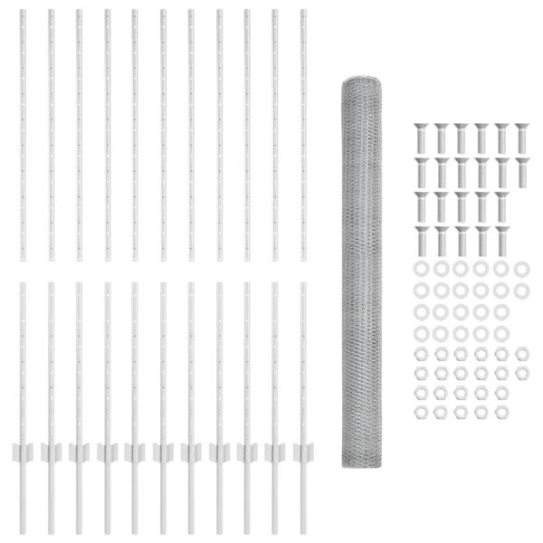Zaunpfosten 22 Stück U-Channel 140 cm Verzinkter Stahl, Sechseckzaun 1,4x25 m Verzinkter Stahl