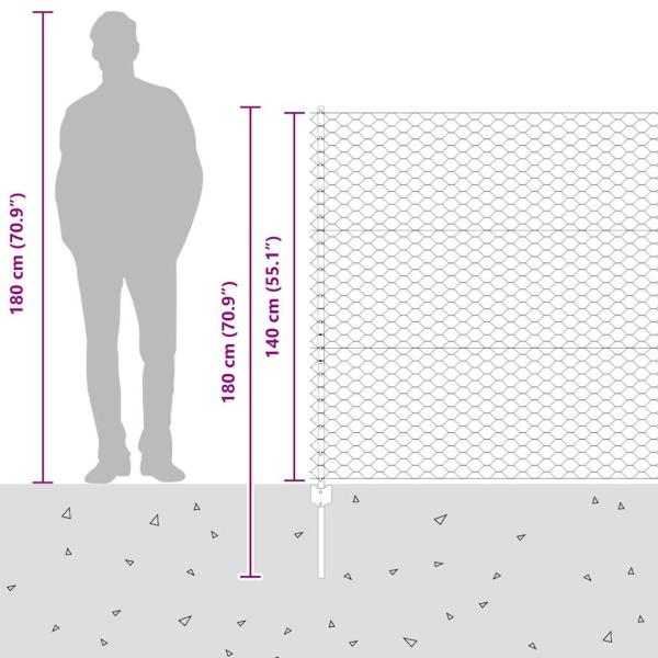 Zaunpfosten 22 Stück U-Kanal 140 cm Verzinkter Stahl, Sechseckzaun 1,4x25 m Verzinkter Stahl