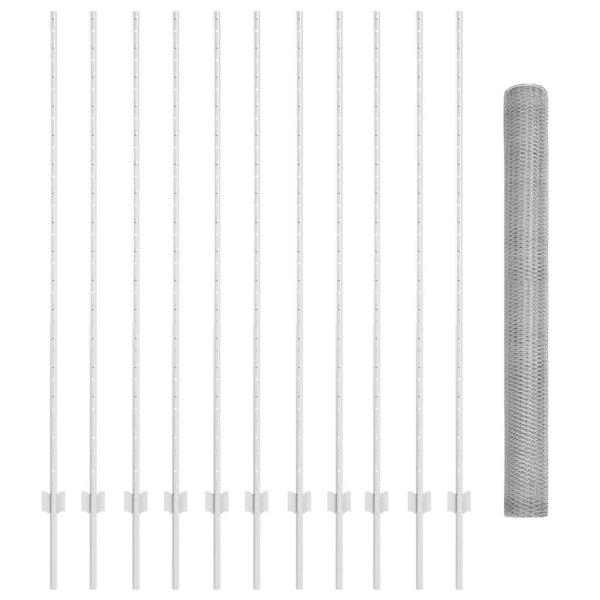 Zaunpfosten 22 Stk U-Kanal 160 cm Verzinkter Stahl, Sechseckzaun 1,6x25 m Verzinkter Stahl